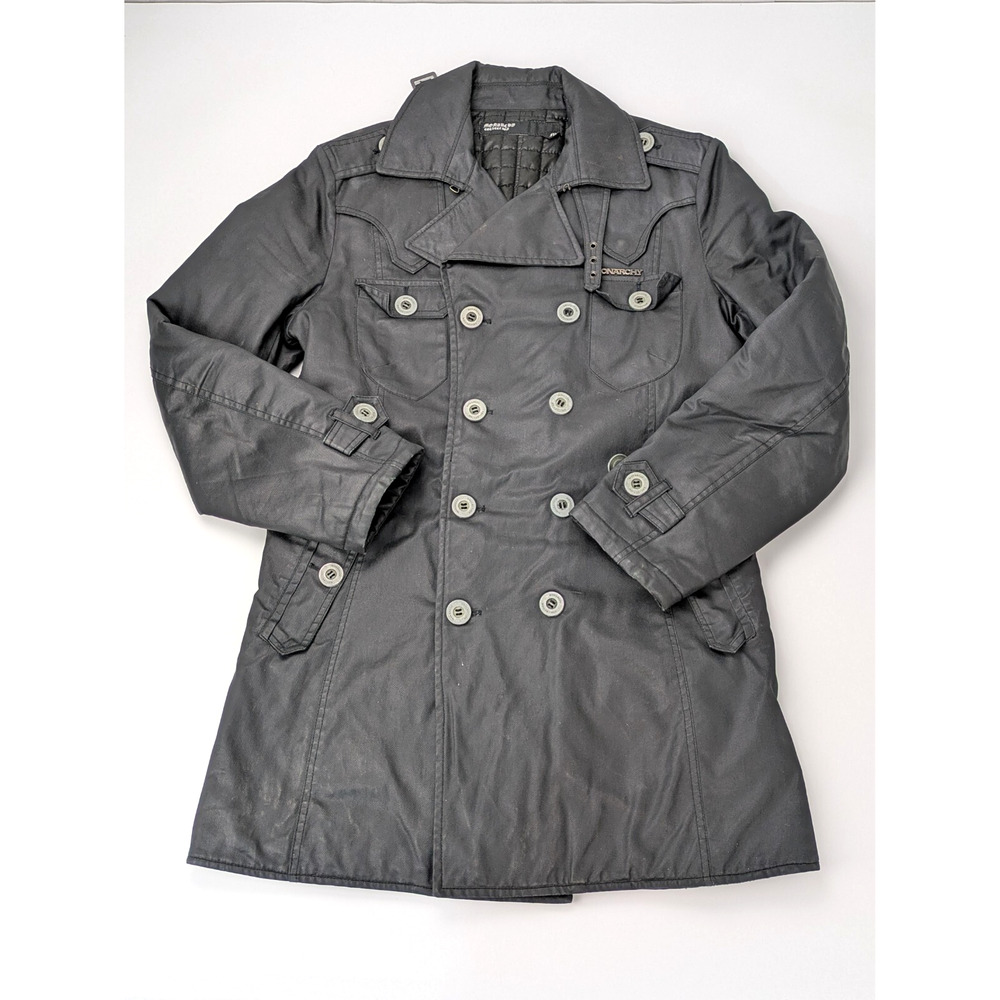 Men's Monarchy Collection Black Button Jacket Coat Size MEDIUM Quilted Lining